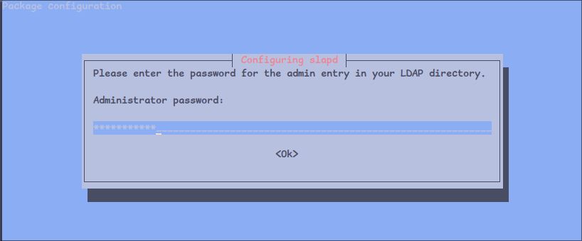 slapd input admin password